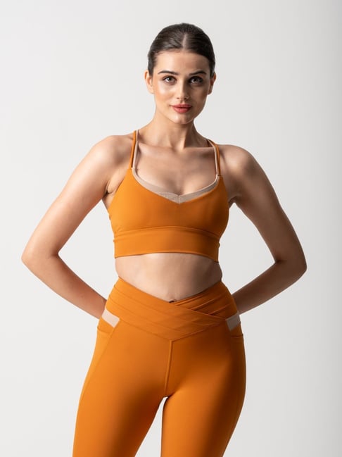 Strch Orange Nylon Sports Bra