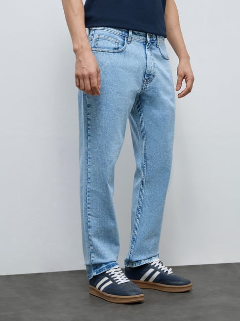 WES Casuals by Westside Blue Faded Relaxed-Fit Mid-Rise Jeans