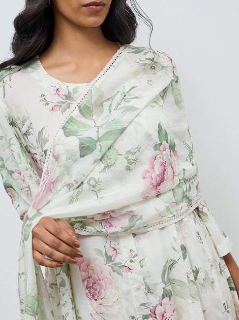 Zuba by Westside Off-White Floral Dupatta