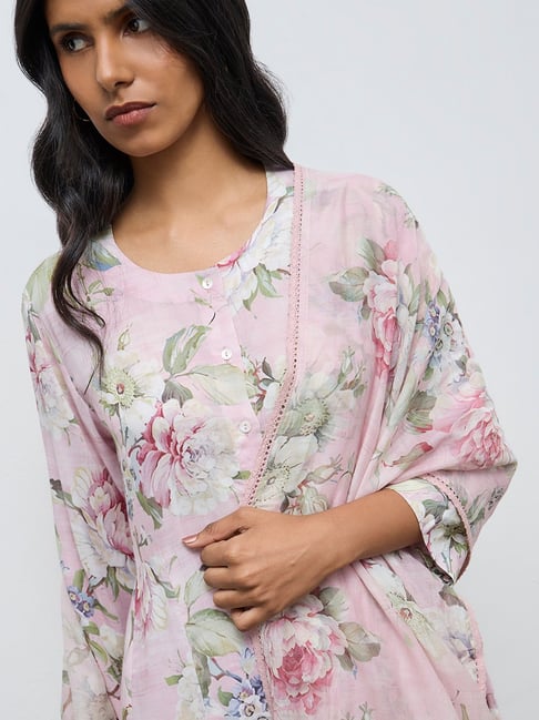 Zuba by Westside Pink Floral Dupatta