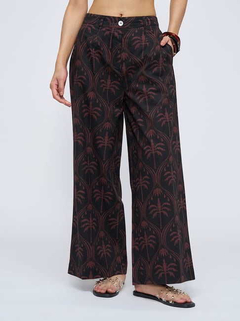 Akkriti By Pantaloons Jet Black Printed Trousers