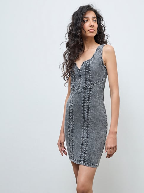 nuon denim dress Nuon by Westside Blue Denim A-Line Dress