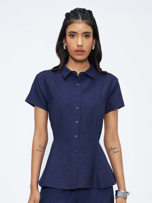 Sf Jeans By Pantaloons Navy Blue Shirt