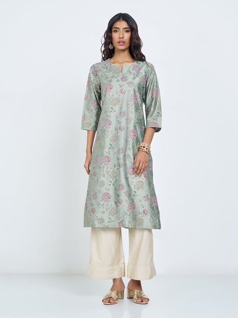 Rangmanch By Pantaloons Celadon Viscose Printed Kurti-picture-45