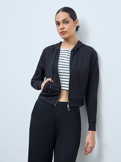 Nuoflexx by Westside Black Solid Hooded Jacket