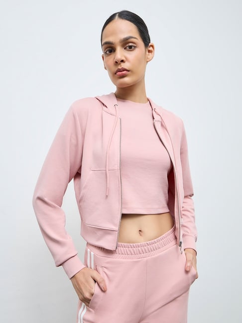 Nuoflexx by Westside Dusty Pink Solid Hooded Jacket