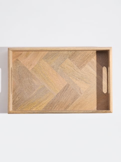 Westside Home Brown Zigzag Wooden Tray