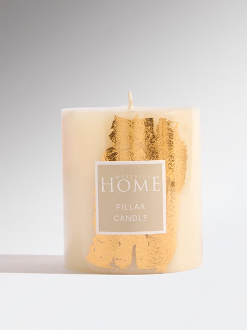 Westside Home Ivory Foil Detailed Pillar Candle