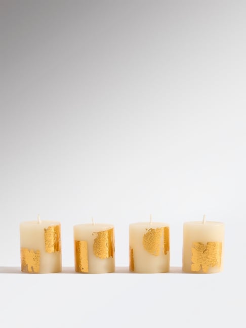 Westside Home Ivory Foil Detailed Votive Candles (Set of 4)