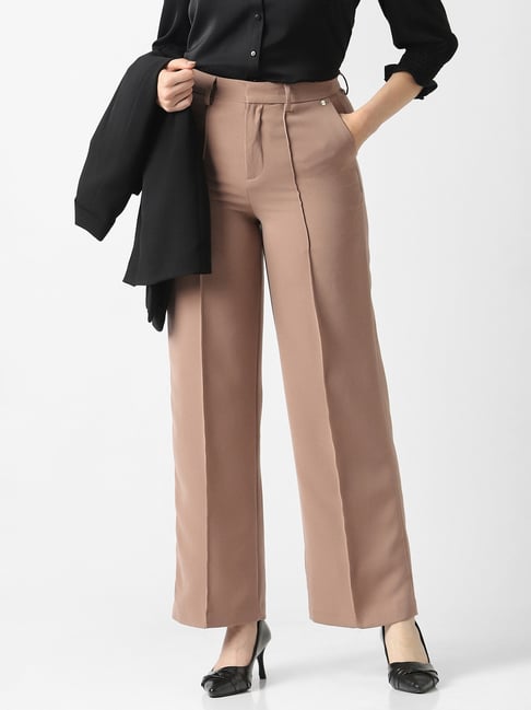 Van Heusen Brown Polyester Solid Trousers-picture-20