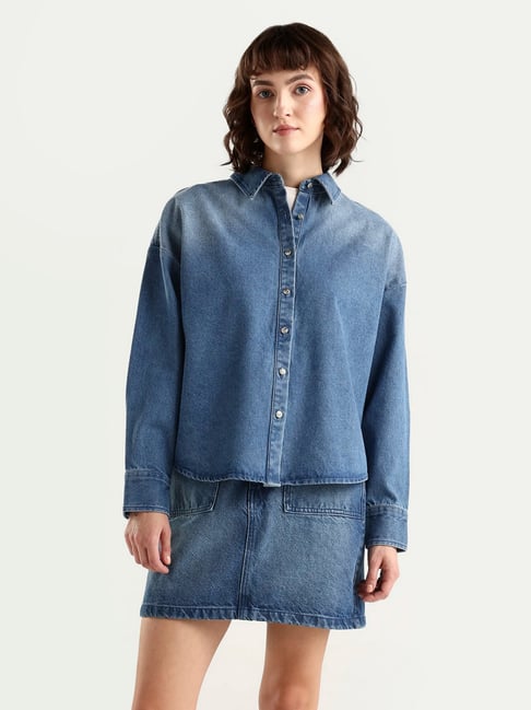 RAREISM Blue Cotton Solid Shirt