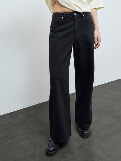 Nuon by Westside Black Straight-Fit High-Rise Relaxed-Fit Jeans