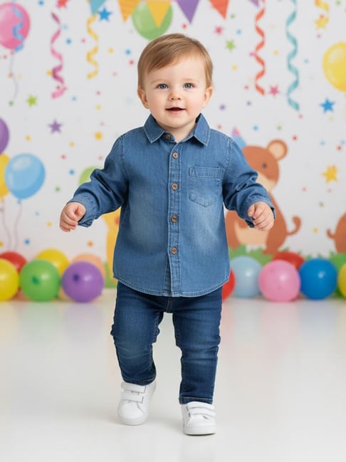 Miniklub Boys Blue Regular Fit Cotton Shirt