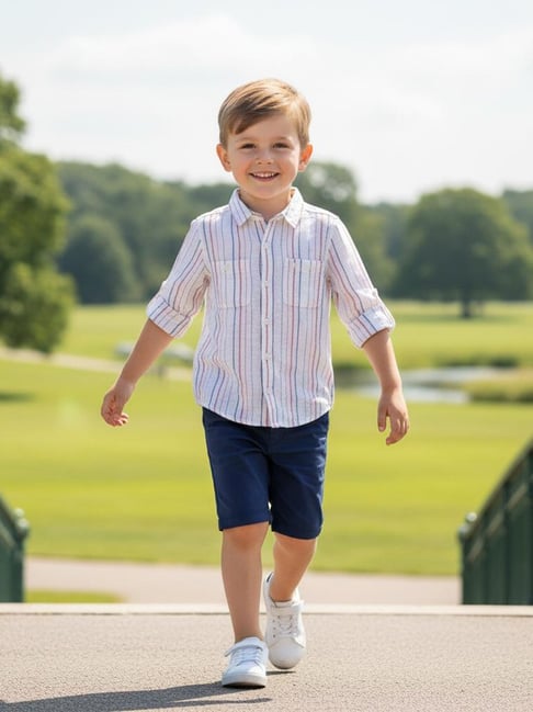 Miniklub Boys Multicolor Regular Fit Cotton Striped Shirt