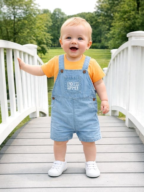 Miniklub Boys Multicolor Regular Fit Cotton Embroidered Dungaree Set