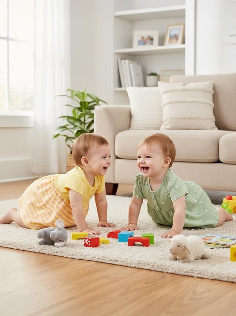 Miniklub Girls Green and Yellow Regular Fit Cotton Printed Dress - Pack of 2