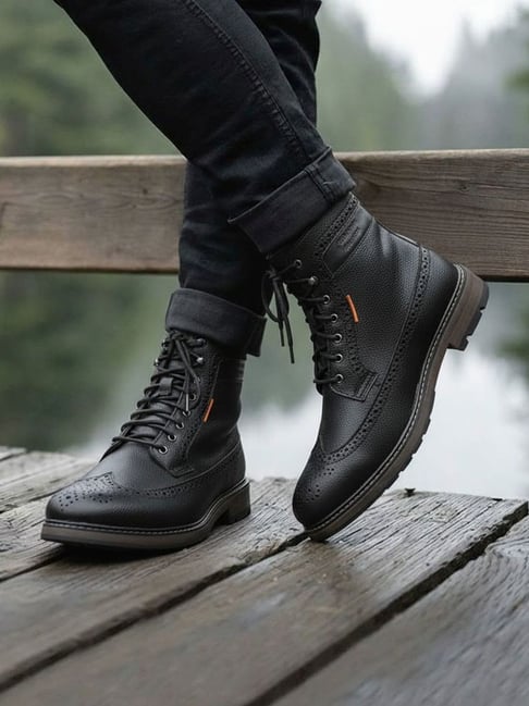 Alberto Torresi Men's Black Brogue Boots