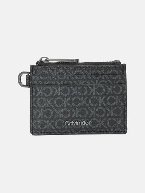CALVIN KLEIN Black Printed Medium Leather Card Holder