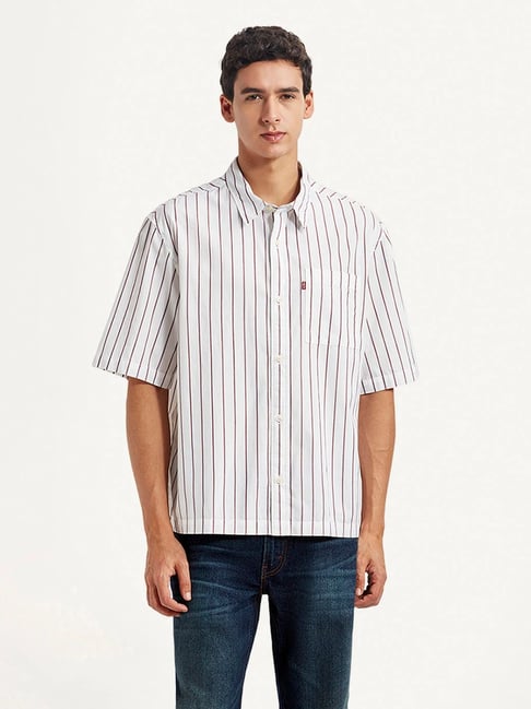 Levi's Men's Striped White Boxy Shirt