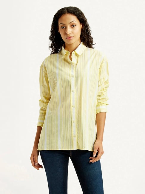 Levi's Women's Striped Yellow Relaxed Fit Shirt-picture-21