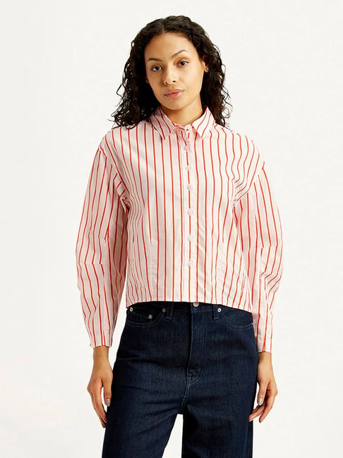 Levi's Women's Striped White & Red Slim Fit Shirt-picture-29