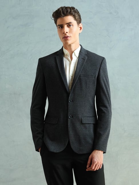 Arrow Black Polyester Slim Fit Blazer