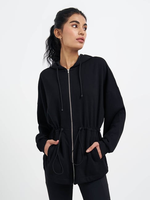 Ajile By Pantaloons Black Relaxed Fit Sports Hoodie