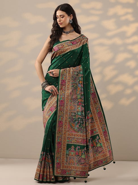 Libas Green Embellished Saree With Unstitched Blouse-picture-35