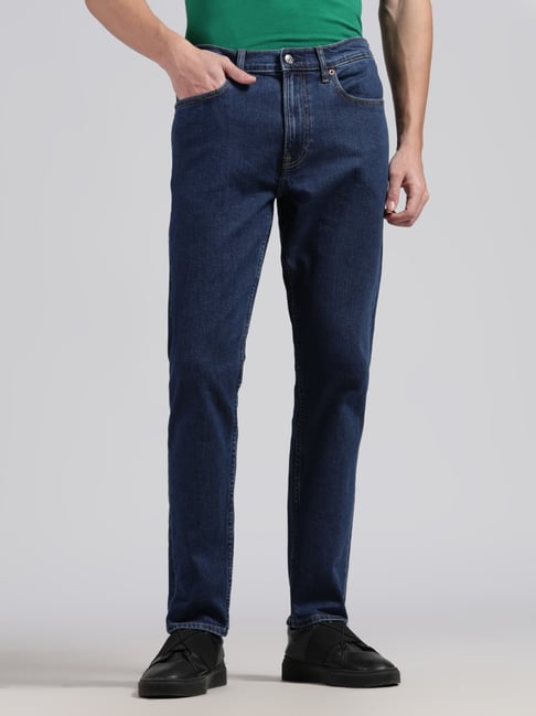 CALVIN KLEIN JEANS Navy Blue Mid-Wash Relaxed Fit Mid Rise Jeans-picture-17