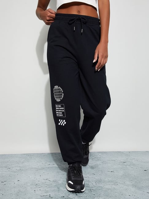 KAPPA Black Regular Fit Elasticated Jogger Trouser