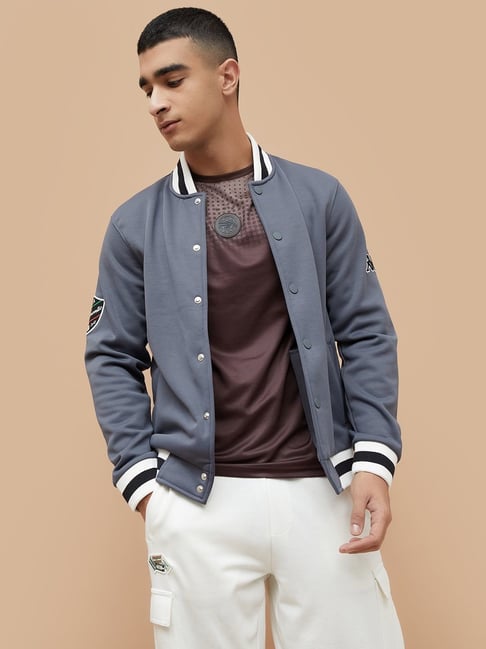 KAPPA Charcoal Regular Fit Varsity Jacket