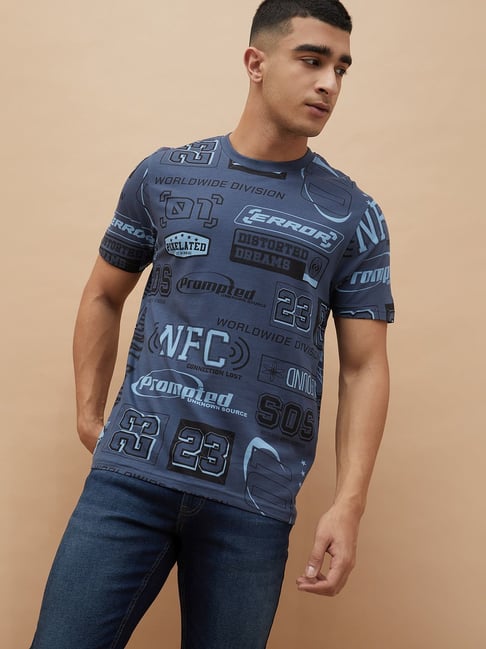 Fame Forever by Lifestyle Dark Blue NFC Printed Regular Fit T-Shirt-picture-43
