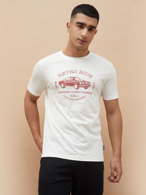 Fame Forever by Lifestyle Off White Car Printed Regular Fit T-Shirt 059-picture-35