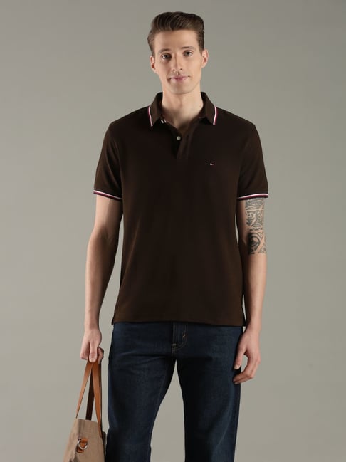 TOMMY HILFIGER Dark Brown Regular Fit Polo T-Shirt-picture-23