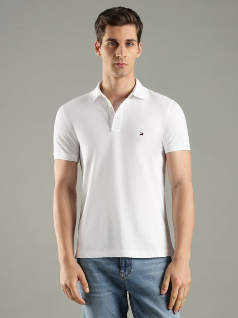 TOMMY HILFIGER White Slim Fit Polo T-Shirt-picture-47