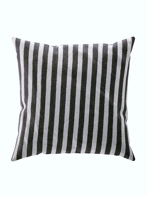 Bianca Beige Black Decorative Hand Loom Cotton Jute Cushion Covers 1Pc