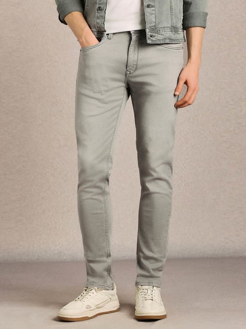 Louis Philippe Grey Cotton Slim Fit Jeans-picture-31