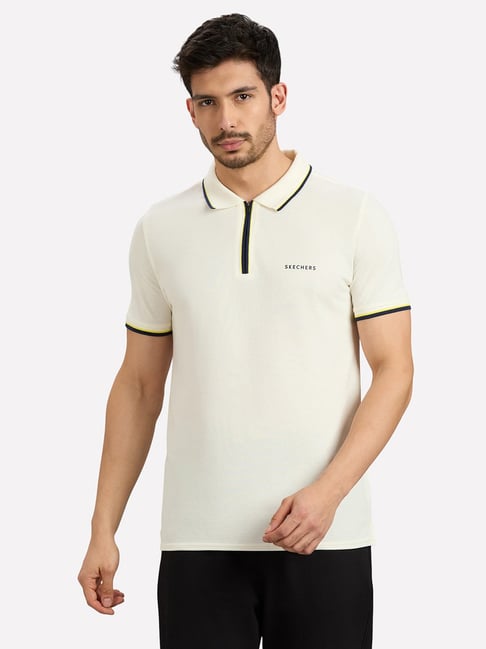 Skechers White Regular Fit Polo T-Shirt