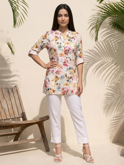 Aurelia Multicolor Floral Printed Buttons Straight Kurti-picture-48