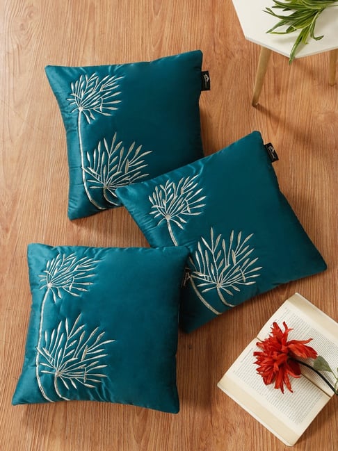 HOSTA HOMES Green Soft Velvet Leaf Cushion Covers - Set of 3-image-28
