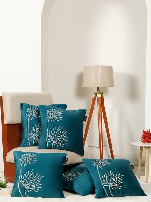 HOSTA HOMES Green Soft Velvet Leaf Cushion Covers - Set of 5-image-27