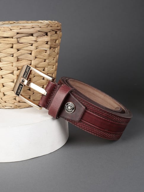 Louis Philippe Men Brown Textured Leather Belt