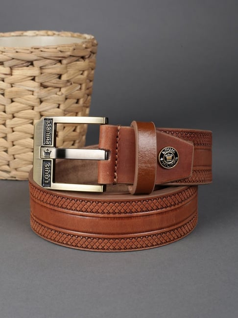 Louis Philippe Men Brown Textured Leather Belt