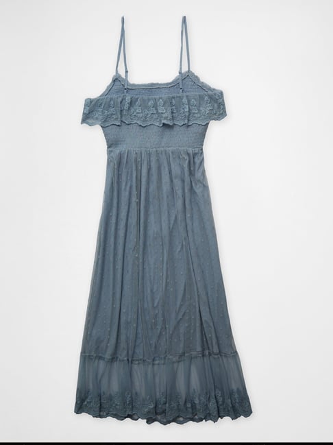 american eagle long blue dress AE Tiered Ruffle Maxi Dress