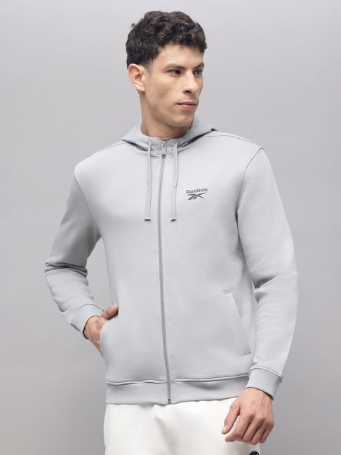 Reebok Grey Solid Regular Fit Sweatshirt