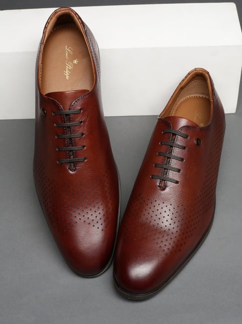 Louis Philippe Men's Brown Oxford Shoes