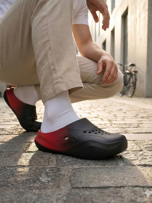 Lotto Men's Recupero OG Black & Red Clogs