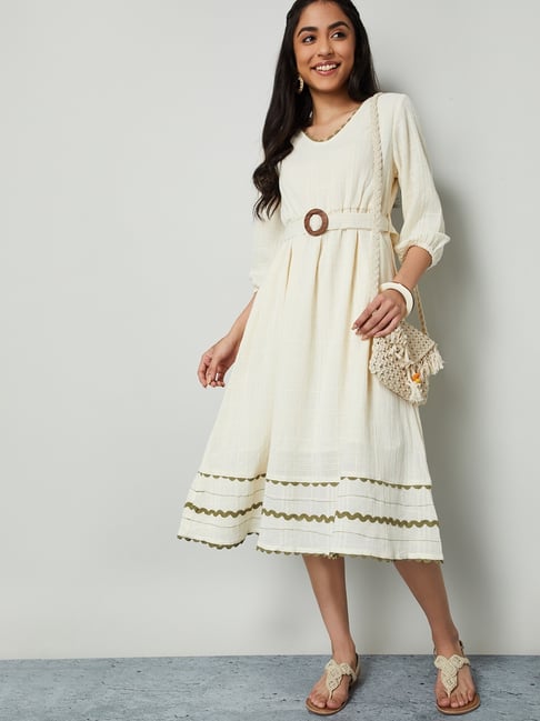 Colour Me By Melange Off White Midi Dress Colour Me By Melange Off White Midi Dress