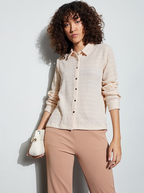 Code By Lifestyle Off White Polyester Shirt