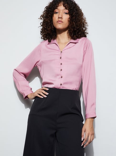 Code By Lifestyle Light Pink Polyester Shirt